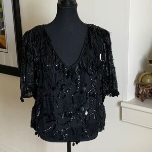 Very elegant Vintage evening beaded top 100% silk in good condition